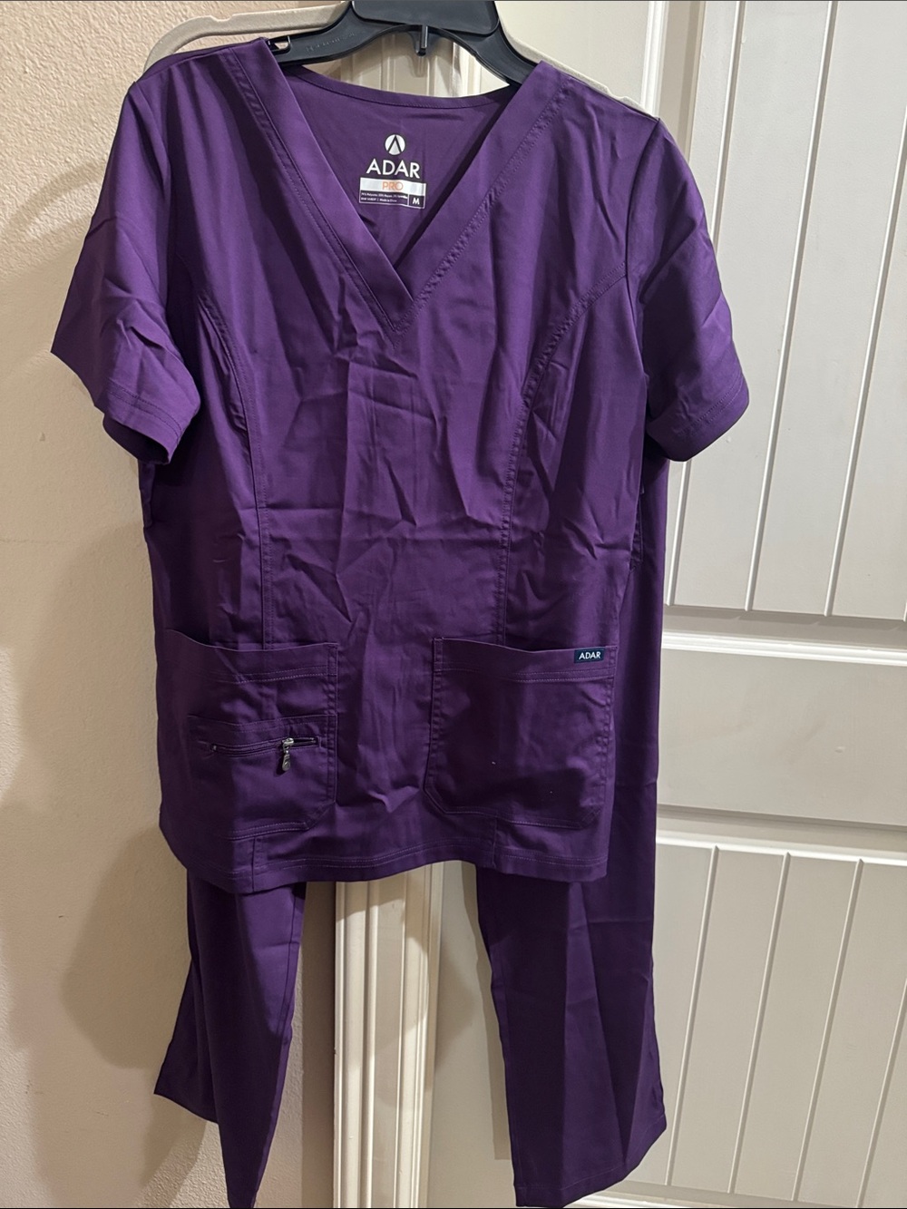 Adar Purple Women's Scrub Set - V-Neck Top & Pants